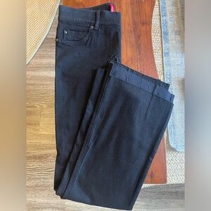 SPANX clean black flare jeans with raw hem